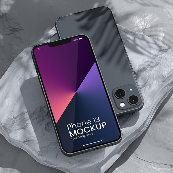 Modern smartphone mockup with stylish design and dual-camera setup.